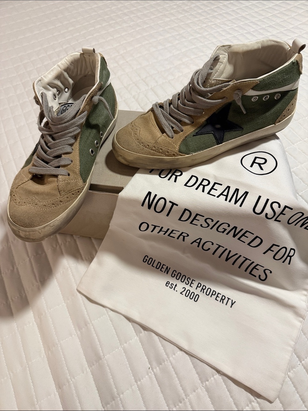 Golden Goose Women’s Mid-Star Classic Sneaker in Army Green/Cappuccino